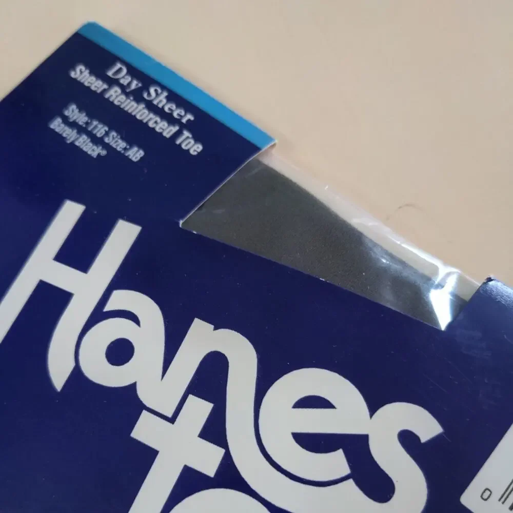 HANES TOO Vintage 1997 Sheer Barely Black Reinforced Pantyhose Size AB Style 116